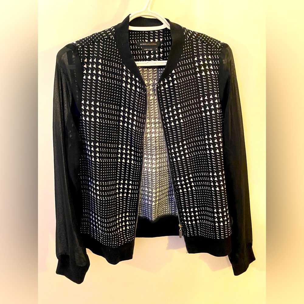 BCBGMaxazria Mixed Material Zipped Jacket